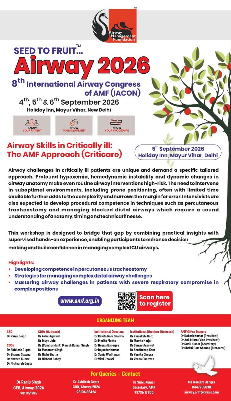 Airway Skills in Critically ill: The AMF Approach (Criticare)